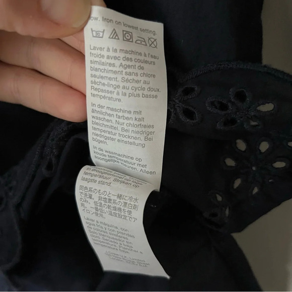 J. Crew Eyelet 100% Cotton Top Navy Blue Lace Cottagecore Lightweight Feminine - Picture 9 of 11
